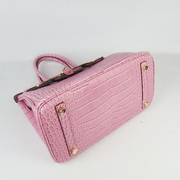 Replica Hermes Birkin 30CM Crocodile Veins Bag Pink 6088 On Sale